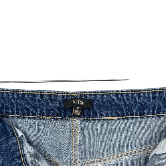 AFRM Revolve Jeans Distressed 5 Pocket Button Fly High Rise Blue Women Size 35 - Picture 4 of 7